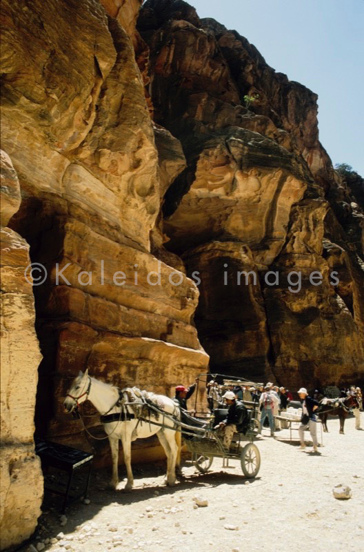 Tarek Charara;Kaleidos images;La parole à l'image;UNESCO;World Heritage;Horses;Tourists;Bedouins;cart;History;Nabateans;Petra;Jordan;Khazneh;Al Khazneh